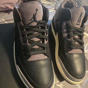 Air Jordan 3 Black and Purple Leather Basketball Shoes